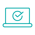 Pictogramme ordinateur et croix de validation
